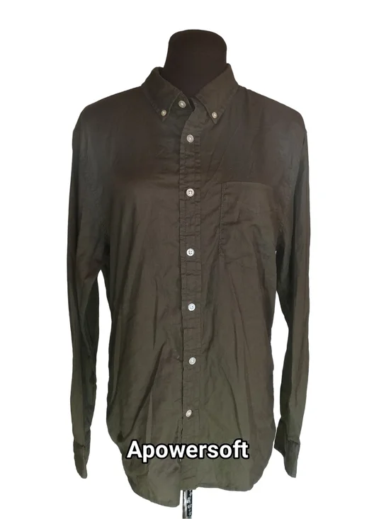 Banana Republic Untucked Slim Fit Moss Green Button Front Shirt Size Medium