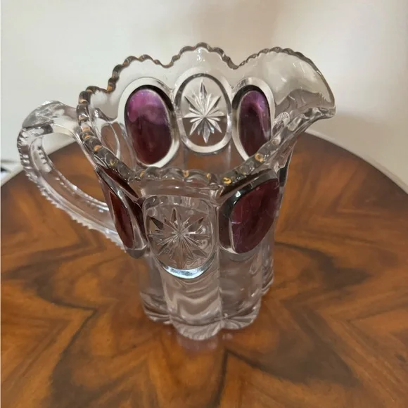 Antique Pitcher by: US Glass Co. EPAG 15155 pattern Nobby Bull’s Eye, Cromwell