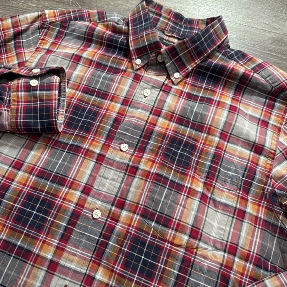 Banana Republic Shirt Mens XL Multicolor Plaid Cotton OCBD Long Sleeve Preppy