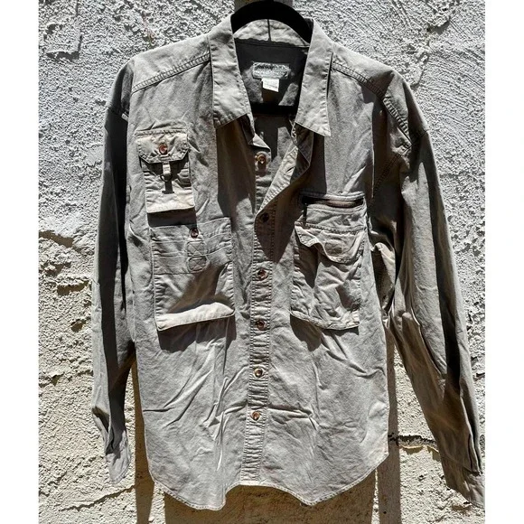 Banana Republic Safari Travel Shirt Large Men's Cotton Utility Flap