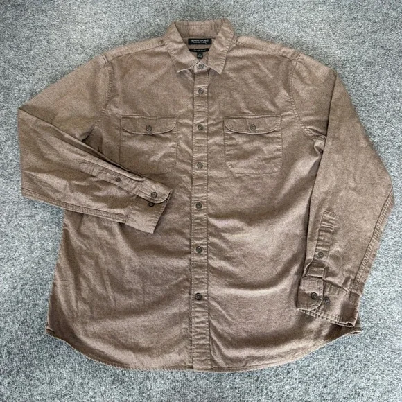 Banana Republic‎ Mens XL Ultra Soft Flannel Shirt Brown Long Sleeve Slim Casual