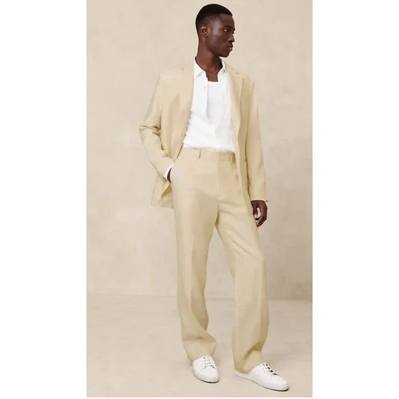 NWT Banana Republic Soquel Linen Suit Butter Yellow 40S Tailored Slim fit 34