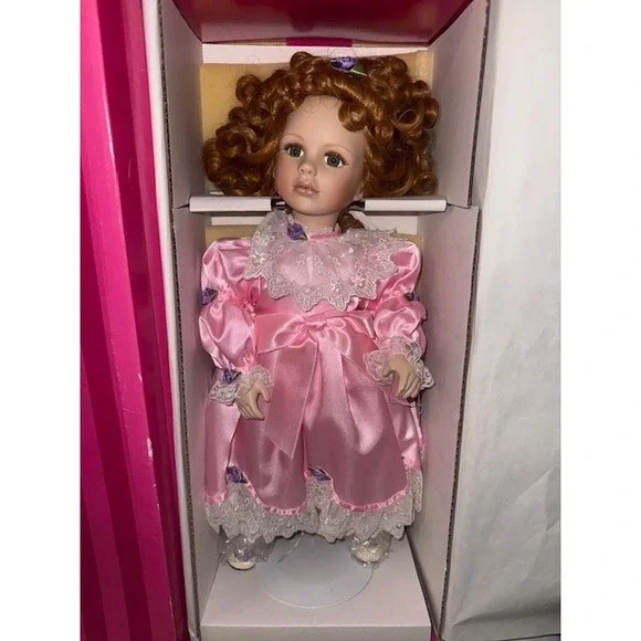 Marie Osmond Margot Porcelain Doll Curly Red Hair Pink Dress Limited‎ Ed