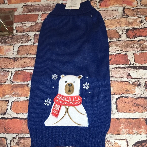 Blue Dog Sweater with Polar Bear Design