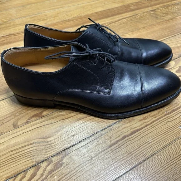 Magnanni Harlan Black Cap Toe Lace Up Derby Flex size Eur 46 ‎ US 13