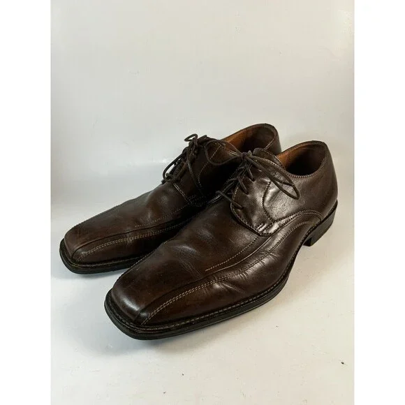 JOHNSTON & MURPHY Men's 8 Brown Leather Bicycle Toe Oxford Shoes 20-6460