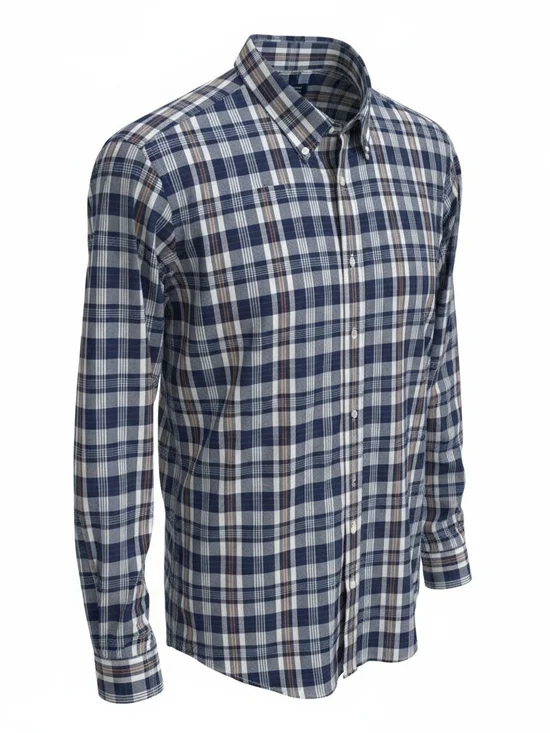 Banana Republic Mens L Blue Plaid Long Sleeve Camden Classic Fit Button Up