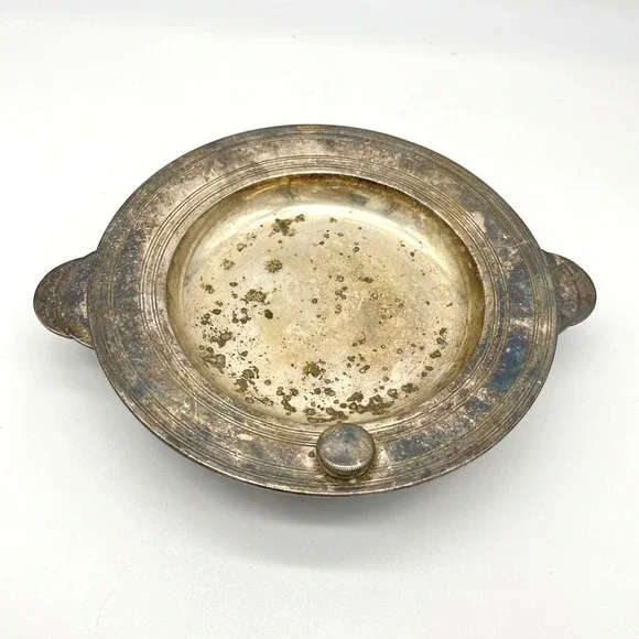 Vintage Silver Plated Warming Plate Dish Candle Warmer Trivet Serving‎ Tray