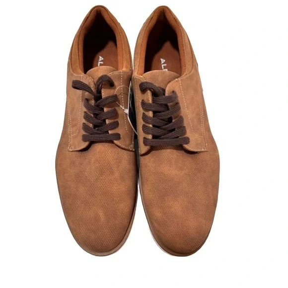 ALDO Men's 9.5 Two Tone  Brown Leather Canvas Lace‎ Up Oxford Shoes NWT