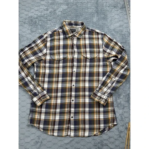 Banana Republic Shirt Mens Large Plaid Button Down Blue Yellow Long Sleeve‎ Fall