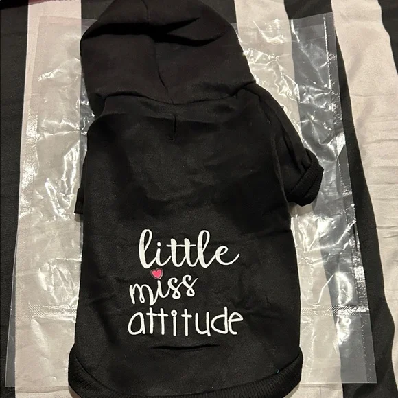 Little Miss Attitude Black dog Hoodie small