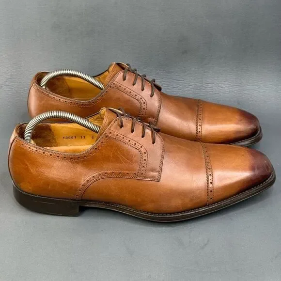 Magnanni Federico Brown Leather Cap Toe Calfskin oxfords mens size 11