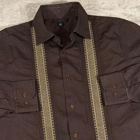 Y2K Vintage Banana Republic Button Down Shirt | Brown Stripe | Medium‎