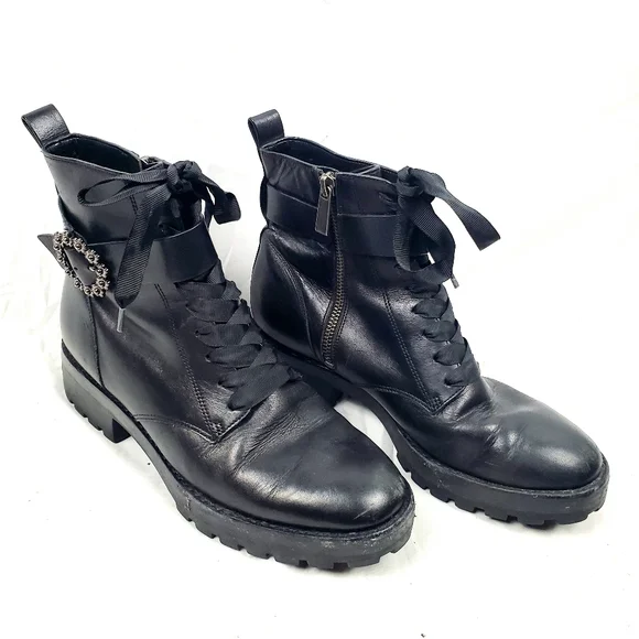 Michael‎ Kors Ryder Black Leather Ankle Boot With Buckle