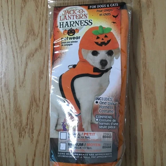 New Doggie 🐶 1pc Pumpkin Harness Halloween 🎃 Costume Belly 9” Neck 6.5” Across