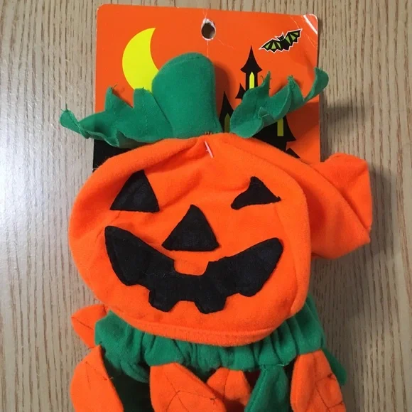 New Doggie 🐶 2Pc Pumpkin Halloween 🎃 Costume Hat 9.5” Collar 4.5” Across