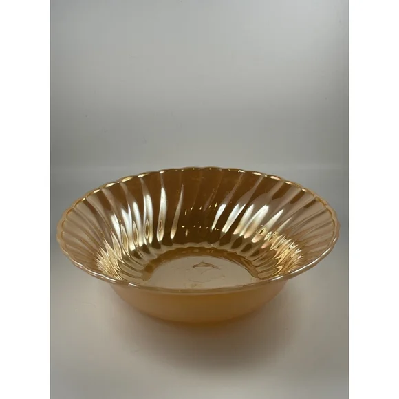 3 Vintage Anchor Hocking Fire King Peach Luster Swirl Vegetable Bowls 8.5” 3.75”