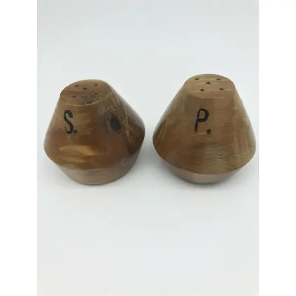 Salt and Pepper Shakers Vintage Wood Souvenir Olvera Street Los Angeles Calif