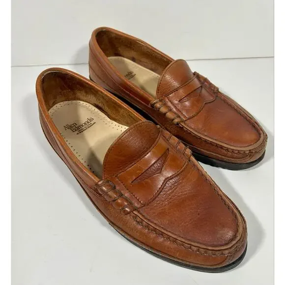 Men's Allen Edmonds Shoes Brown Leather Penny Loafers Comfort Walking Size 9.5 D