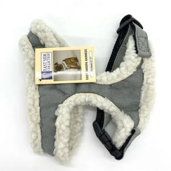 East Side Collection Cozy Sherpa Dog Pet Harness Faux Suede Size Small Gray