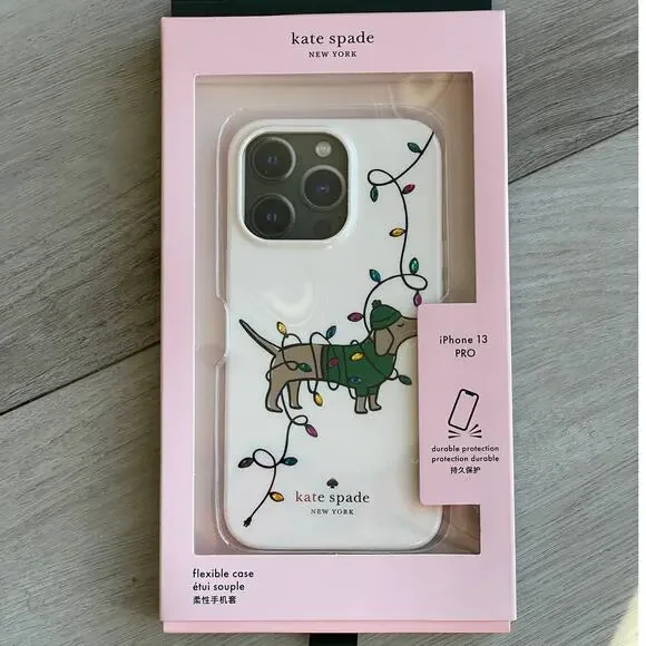 Kate Spade Claude Dachsund Dog Holiday Lights iPhone 13 PRO iPhone case
