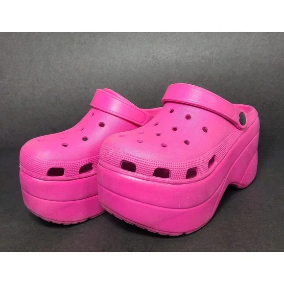 Platform Clogs Womens Size 6 Pink EVA Chunky Foam Slides Y2K Barbiecore