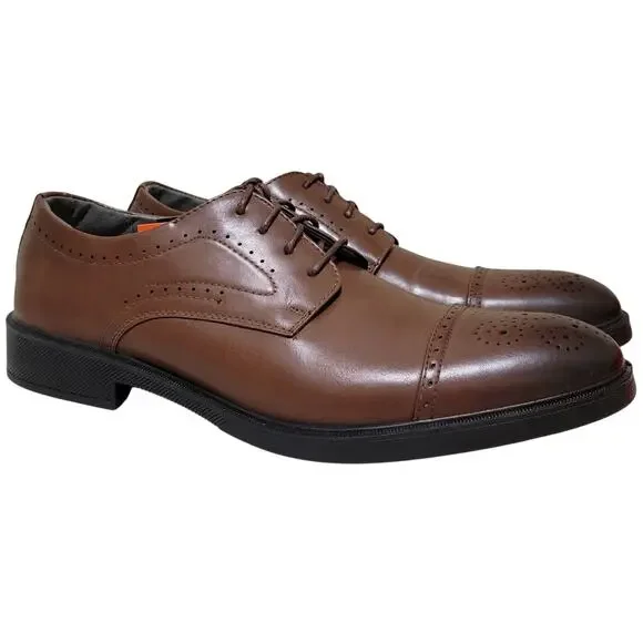 Deer Stags Men Gramercy Cap Toe Brogue Derby Oxfords Size US 10.5M Brown Vegan