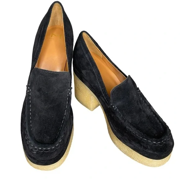 Marc Fisher Black Suede Lina Platform Loafer New Size 9