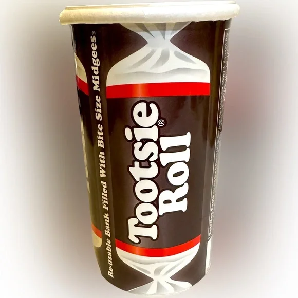 VTG TOOTSIE ROLL DECANTER TUBE PIGGY BANK COLLECTIBLE NOSTALGIC 6” TREAT CANDY