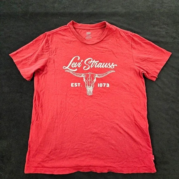 Levi Strauss Longhorn Red Short Sleeve Standard Fit Cotton T-Shirt Men's M