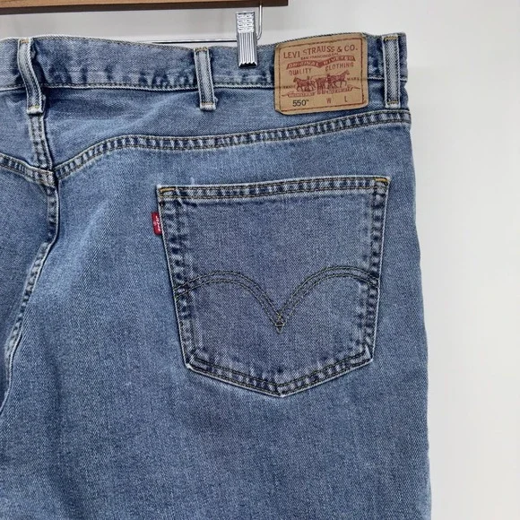 Levis 550 Jeans Men 50X29 Big And Tall Blue Relaxed Straight‎ Leg Denim Red Tab