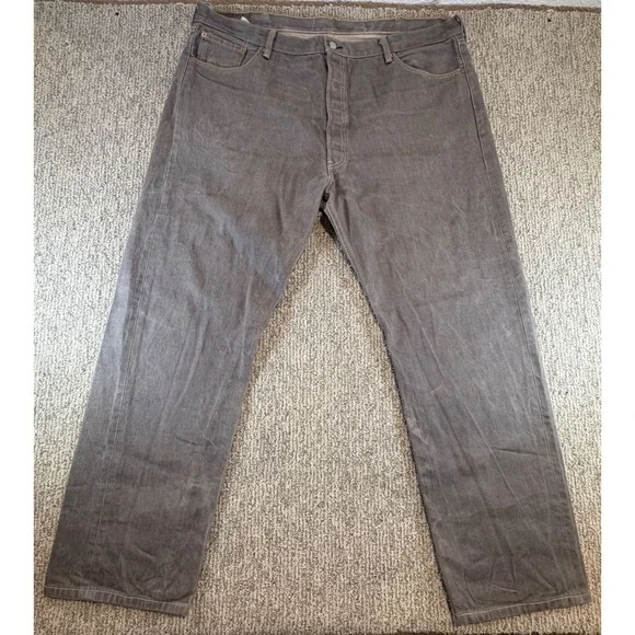 Levis 501 Jeans Men 46x34 Gray Original Fit Straight Distressed Button Fly Denim