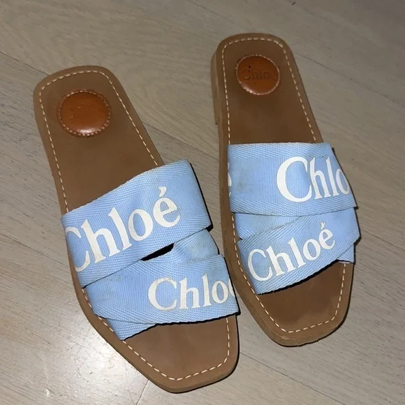 Chloe Woody slides - graceful blue size 38