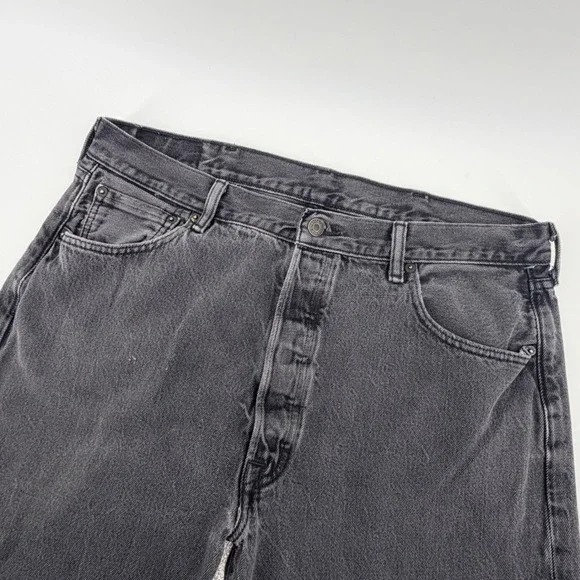 Levis 501 Original Fit Jeans 38x32 Faded Black Straight Leg‎ Denim Mens