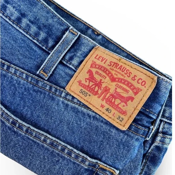 Levi's 505 Regular Fit Jeans Men W40 L32 Blue Denim Straight Leg 00505-4891