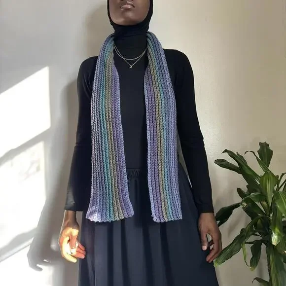 Hand-Crochet Earth‎ Tone Ribbed Scarf | Boho Gorpcore Minimalist