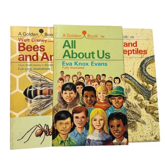 Golden Books Vtg Paperback‎ Lot Bees Ants Snakes All About Us 1960s 3pc Set