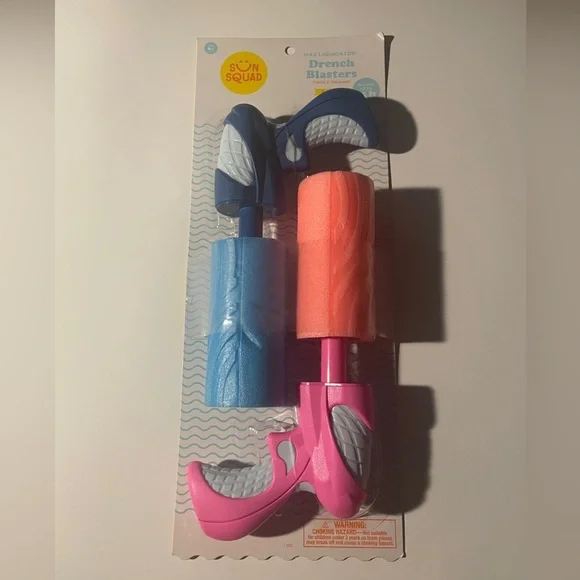 Sun Squad Drench Blasters Set 2 Pack New Sealed Summer Wet Water Fun Outdoors
