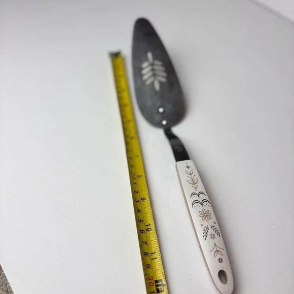 Vintage Ekco Flint Pie‎ Cake Server Stainless Steel Floral MCM Handle USA 11.5in
