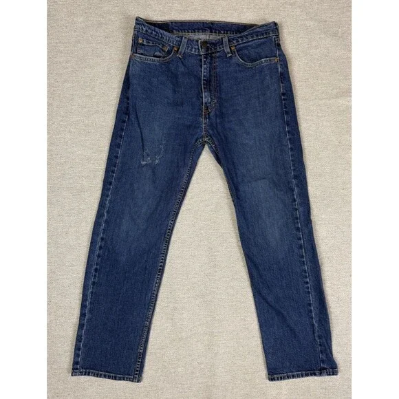 Levis 505‎ Jeans Mens 33x30 Y2K Blue Wash Straight Denim Faded Distressed