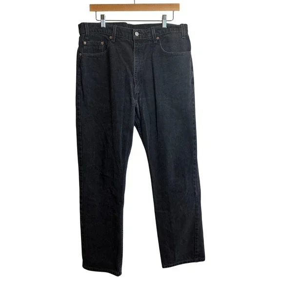 Levis 505 Mens 34 Regular Fit Straight Leg Jeans  Faded Black Denim Pants
