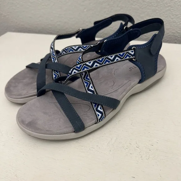 Siketu Embroidered Outdoor Comfort Sandals Navy Blue Size 42