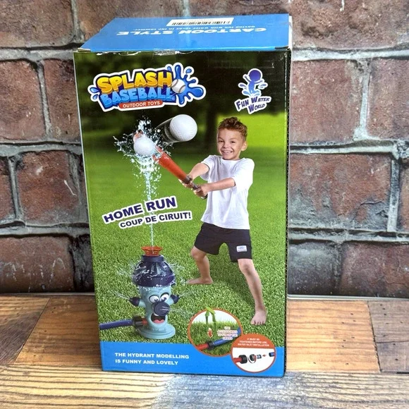 Splash Baseball Outdoor Toys Hydrant Sprinkler T- Ball Set‎ Water Play NIB