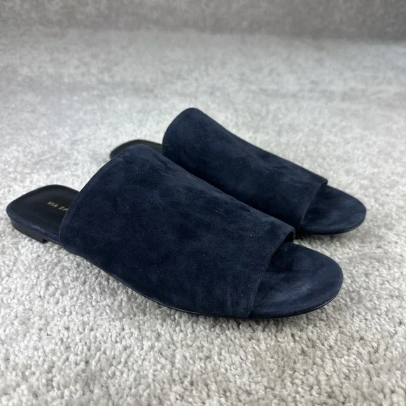 Via Spiga Women Heather Slide Sandal Blue Suede Size 6 M