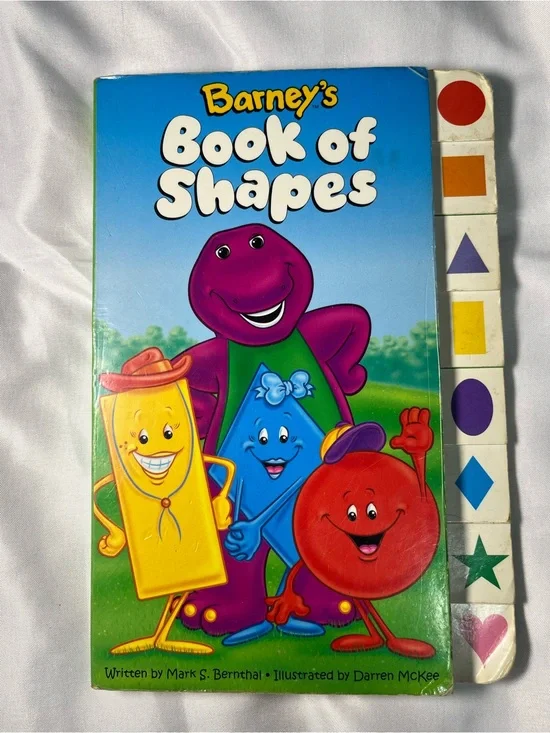 Vintage 1998 Barney’s Book of Shapes Board Book Mark Bernthal Kids Learning