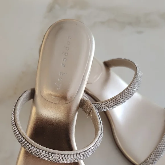 Silver And Gold Blingy Women's Low Heels 8M