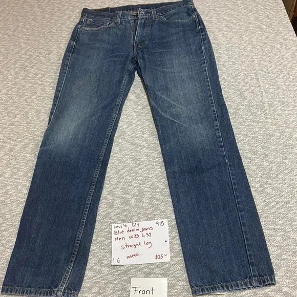 Levi's 514 blue denim jeans Size W33/ L32. SKU915