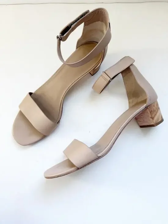 VINCE Rita leather heeled sandal EU 40 US 9  Block wood heel