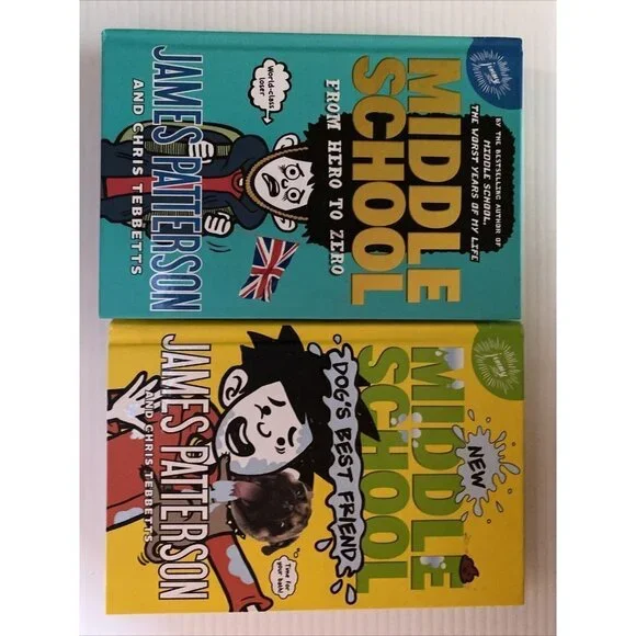 MIDDLE SCHOOL #10 Hero To Zero & #8 Dog’s Best by James Patterson Lot Of 2