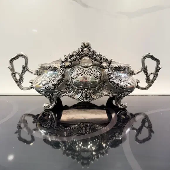 Godinger Silverplate Double Jardiniere Cachepot Centerpiece w/ Removable Liner